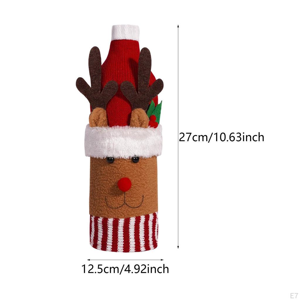 Weihnachts-Weinflaschenhülle Feiertags-Pullover Tischdeko Partygeschenke, Wiederverwendbar