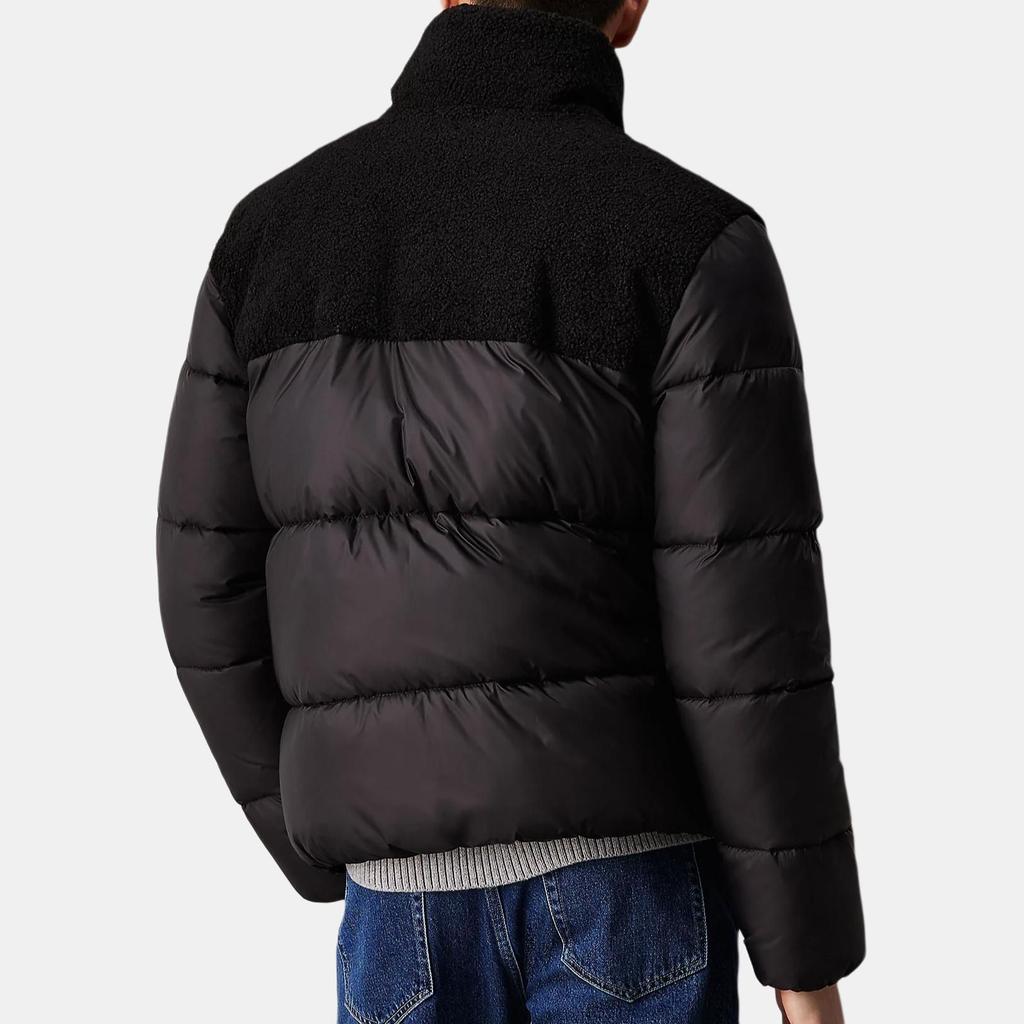 Calvin Klein Comfortable Solid Color Spliced Puffer Jacket Simple Long Sleeve Cotton Coat Men jackets Black J30J326091-BEH