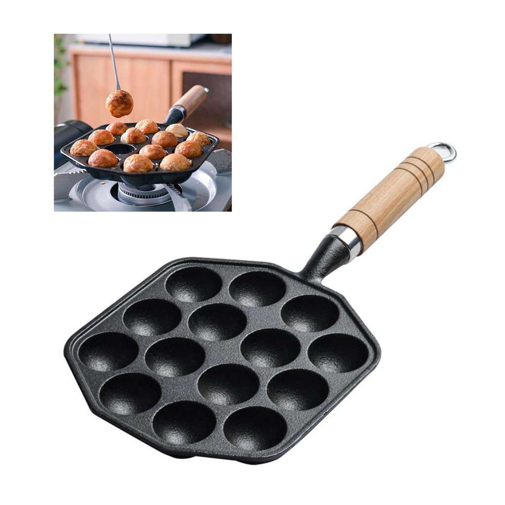 14 Hole Takoyaki Maker Grill Pan Cast Iron Nonstick Octopus Meat Balls Mould Baking Plate for Home
