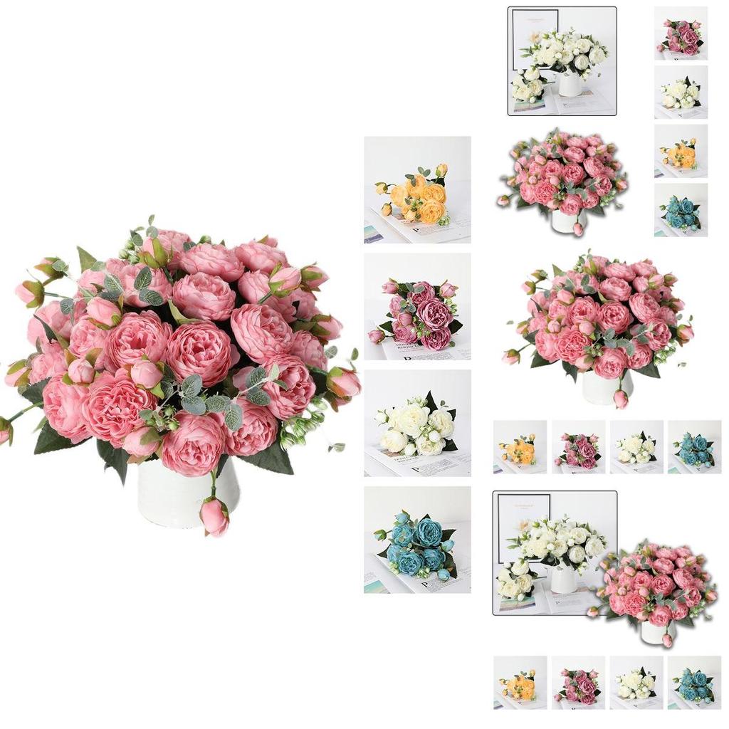 Highquality Artificial Flowers Fake Roses Bunche Bouquet Vibrant No Fading Decorative Arrangement