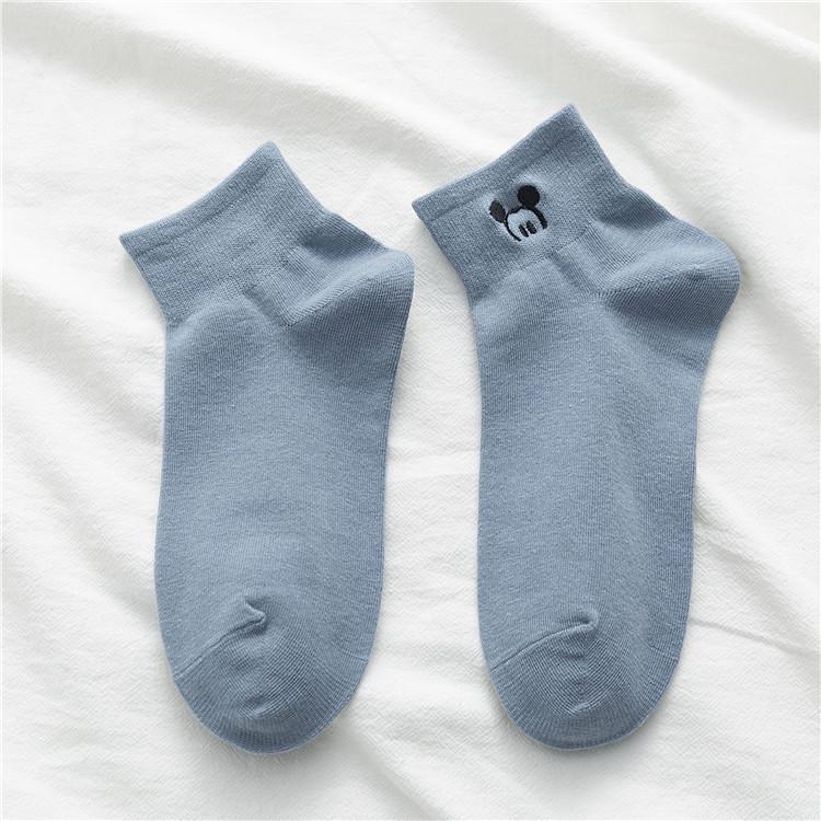 Trendy Mid-Calf Cotton Socks with Cartoon Embroidery for Girls - Cozy Autumn Winter Wear