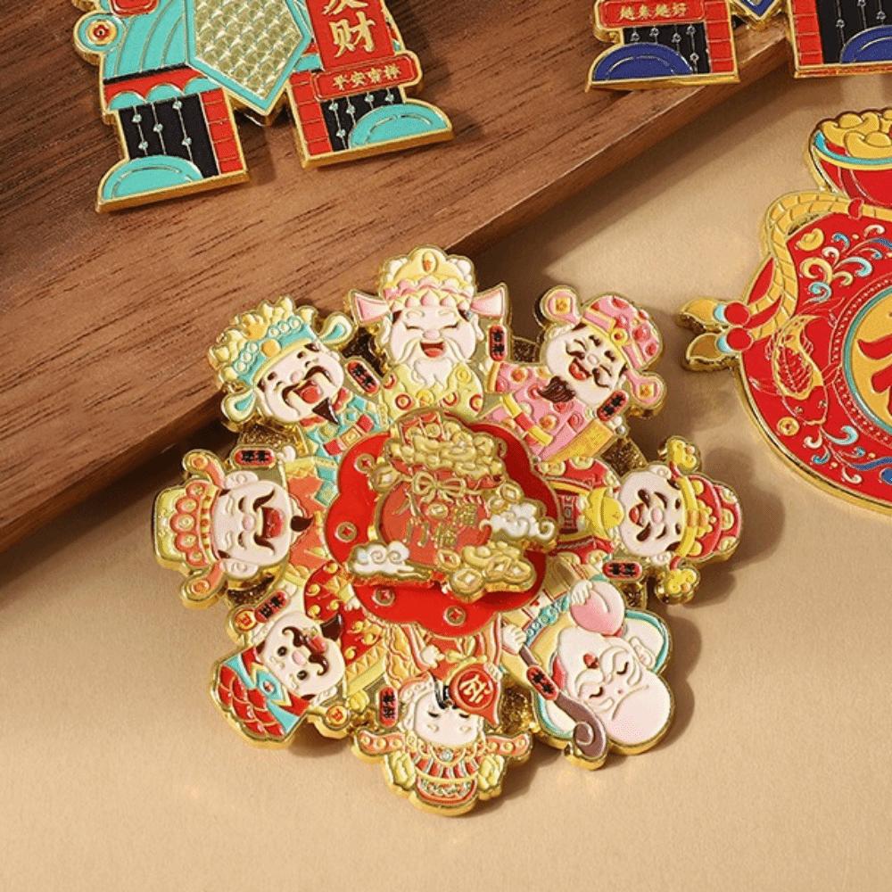 Cartoon New Year Magnetic Sticker God of Wealth Chinese Refrigerator Sticker  Celebration Party