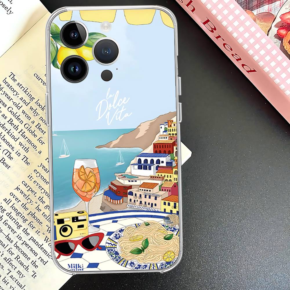 Meereslandschaft Wein Zitrone Handyhülle Für Iphone 17 16 15 11 13 14 Pro Max 7 8 Plus X Xr Xs Max Se2020 12mini Transparente Hülle