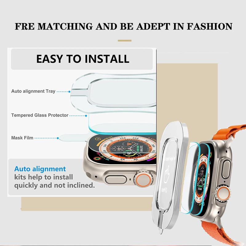 Tempered Glass Film For Apple Watch Ultra 2 49mm With Alignment Tool HD Screen Protector for iWatch Ultra 49mm Easy Install Kit