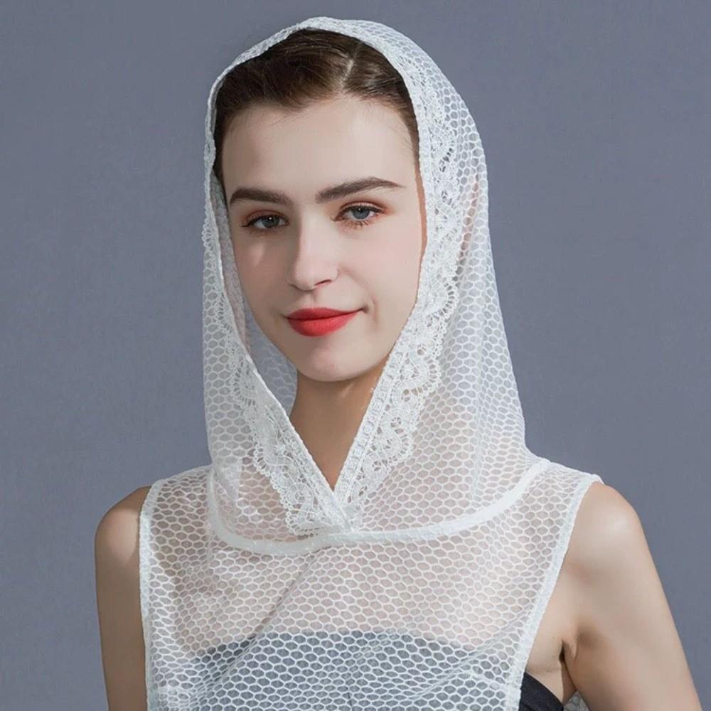 Gauzy Fake Lace Floral Collar With Cap Detachable False Collar Vest Mesh Base Layer Top  Winter