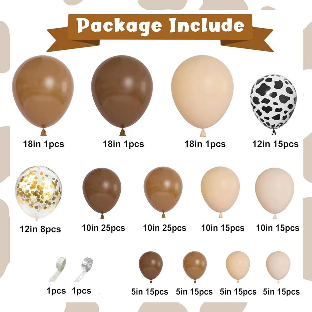 Vintage Cocoa Brown Rice Skin Tone Latex Balloon Set Birthday Venue New Year'S Arrangement