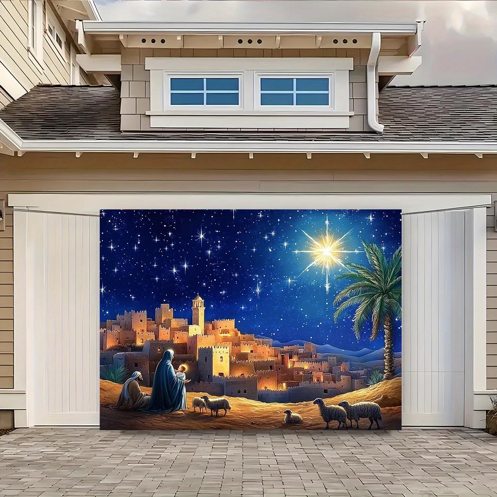 1pc Christmas Eve star Christmas Eve religious theme background cloth, party banner, holiday decoration Christmas Eve
