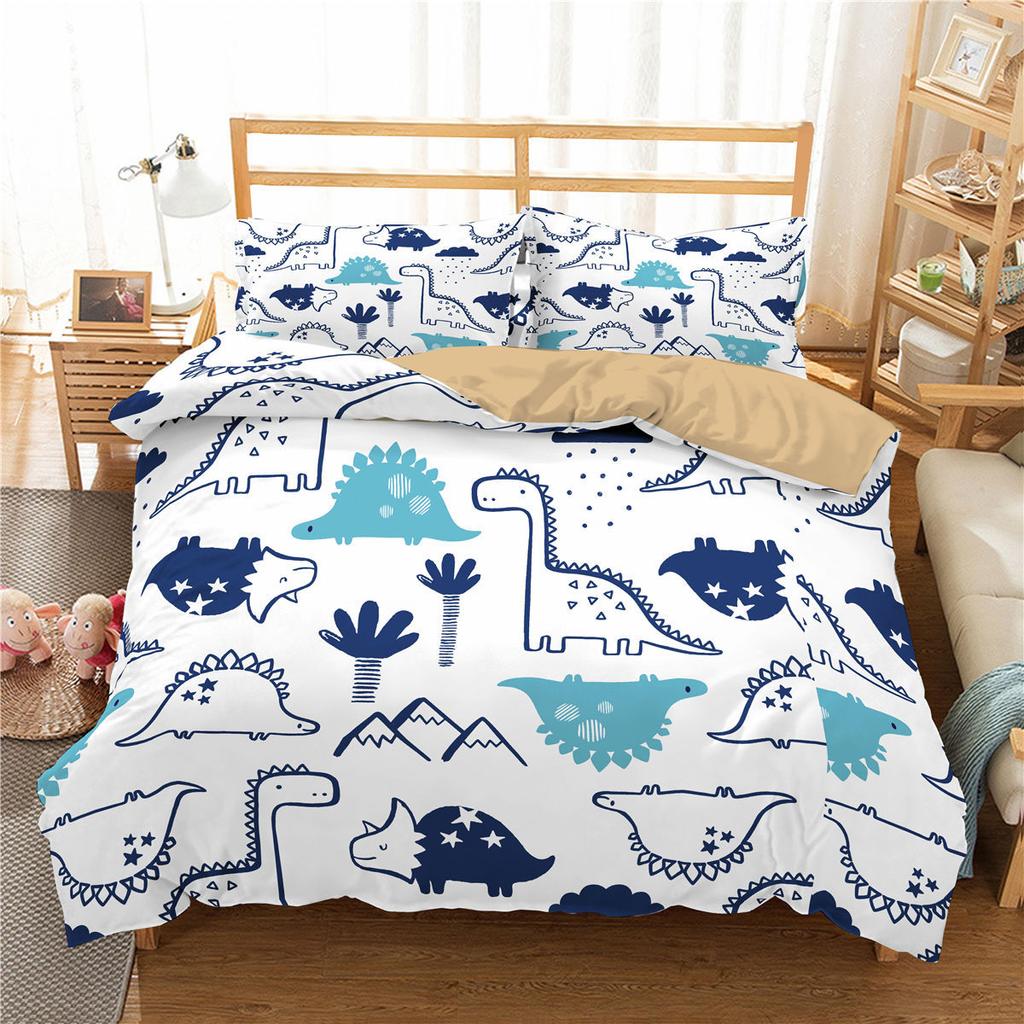 Cute Dinosaur Duvet Cover Kids 3D Cartoon Animal Bedding Set Full/Queen Microfiber Quilt Cover For Boy Girl Child Bedroom Decor