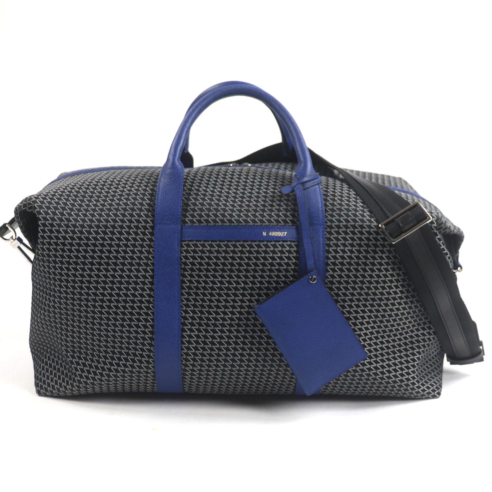 

Valextra Boston bag K-VAL Medium Travel Bag Black blue canvas V6B02-627-NBRD-RL Used