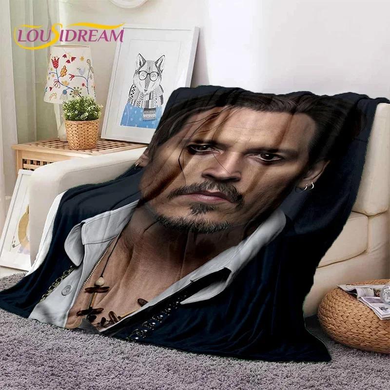 Manta Suave de Franela HD con Impresión 3D de Johnny Depp para Camas Dormitorio Sofá Picnic, Manta Ligera para Cubrir Aire Libre Ocio Regalo