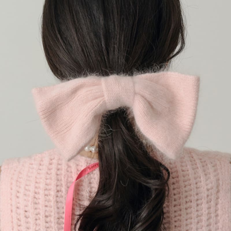 SORRY TOO MUCH LOVE Pearl Wool Angora Big Knit Hairband_Multi