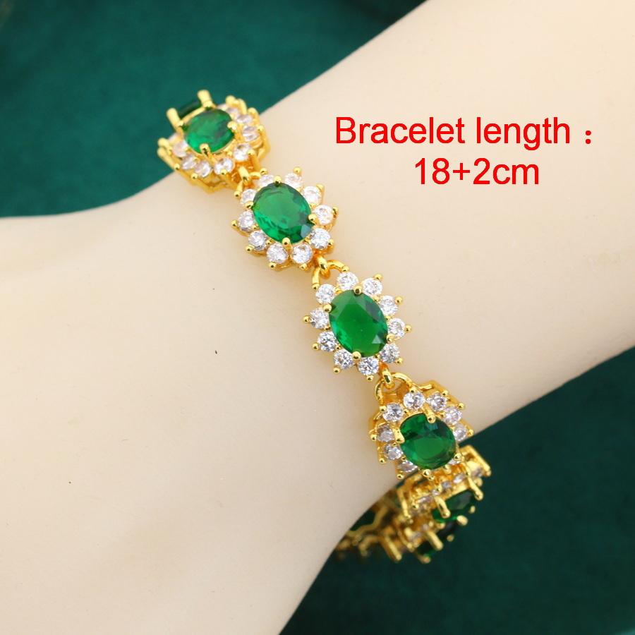 Luxus Mehr Stil Grüner Zirkonia Armreif Vergoldet Hochzeitsschmuck Geschenk Für Frauen