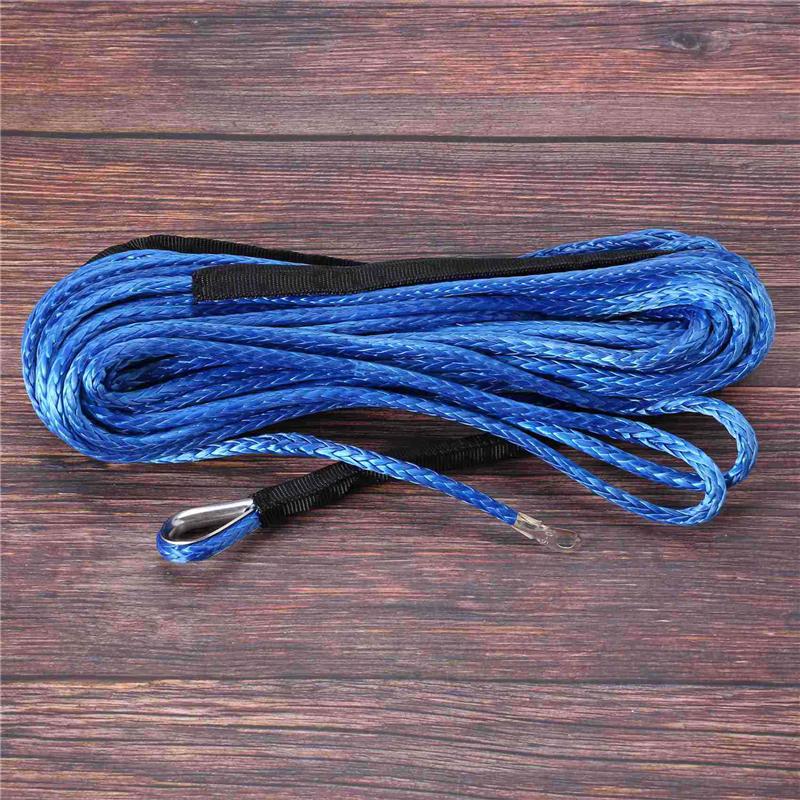 NEW-4Pcs 3/16 Inch X 50 Inch 7700 Lbs Synthetic Winch Line Cable Rope With Protection Sleeve For ATV UTV (Blue)