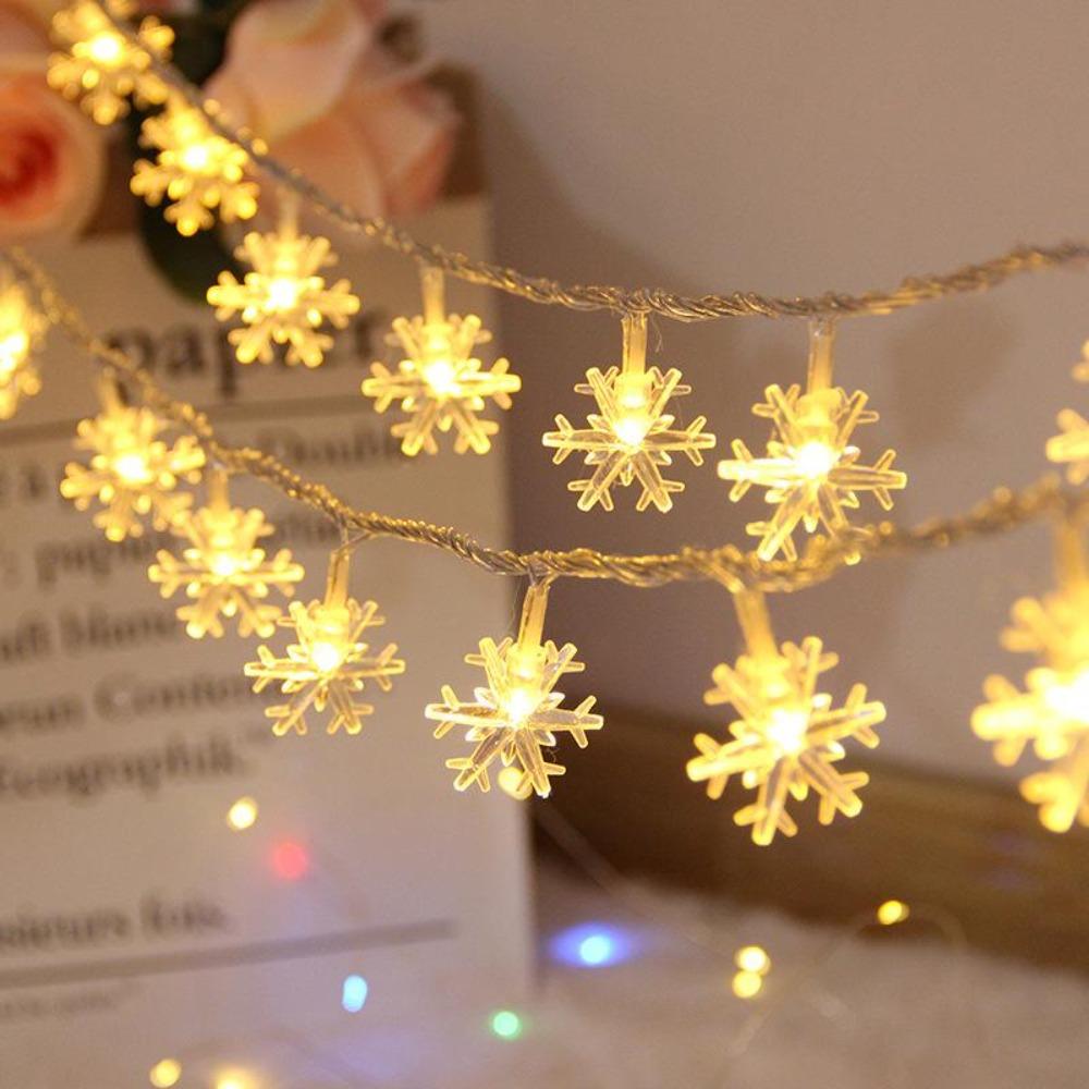 1,5M/3M/6/10M Weihnachts-Schneeflocken-Lichterkette, 2024 Frohe Weihnachten Dekoration für Zuhause, Christbaumschmuck, 2025 Frohes Neues Jahr