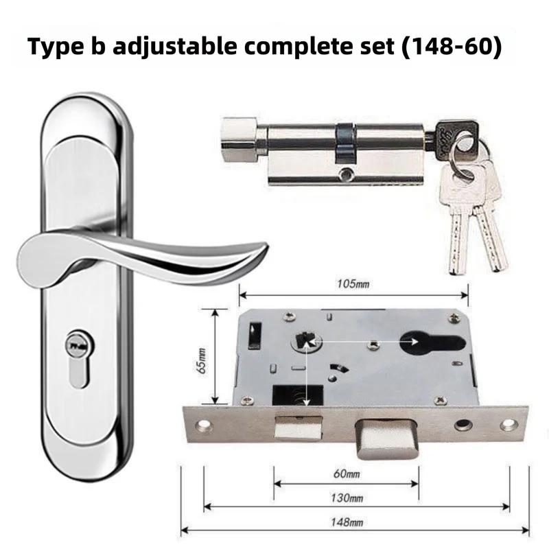 Universal Stainless Steel Indoor Door Lock Adjustable Wooden Door Handle for Bedroom Security Tamper-Free Household Safety