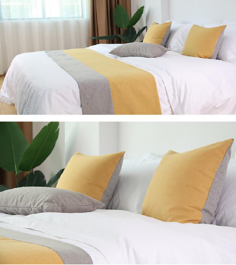 Modern Hotel Bed Flag Bed Runner Luxury Homestay Cotton Linen Bed Tail Towel Wedding Room Bed Tail Pillowcase