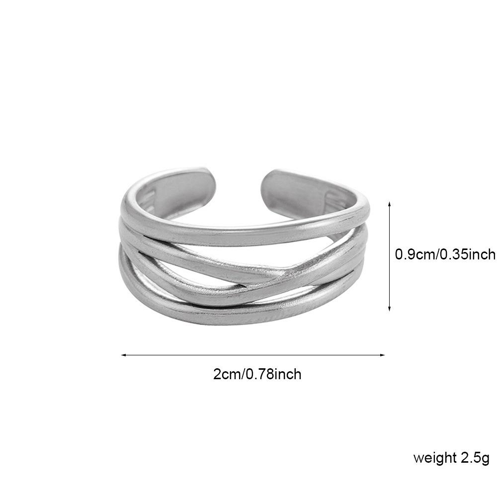 Stainless Steel Minimalist Geometric Open Adjustable Ring for Women