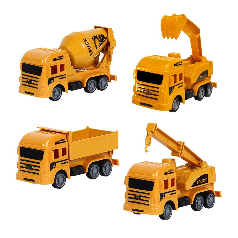 Construction Truck Fire Truck Inertia Pull Back Truck Set Gift Box Excavator Bulldozer Model Boy Toy