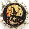 Round Pumpkin Head Art Decoration 2D Wreath Sign Door Decor Hanging Pendant  Garden