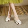 Women's low-heeled sandals summer new simple temperament solid color versatile large-size bag head sandals