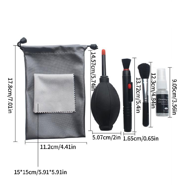 6Pcs Travel Ready Digital Cleaning Kit Features Soft Brush Sprays Bottle and Case for Field Photography