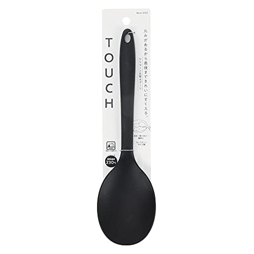 PEARL METAL TOUCH St G-5101 Round Silicone Spoon, Dishwasher Safe, Heat Resistant Up To 230C, Black