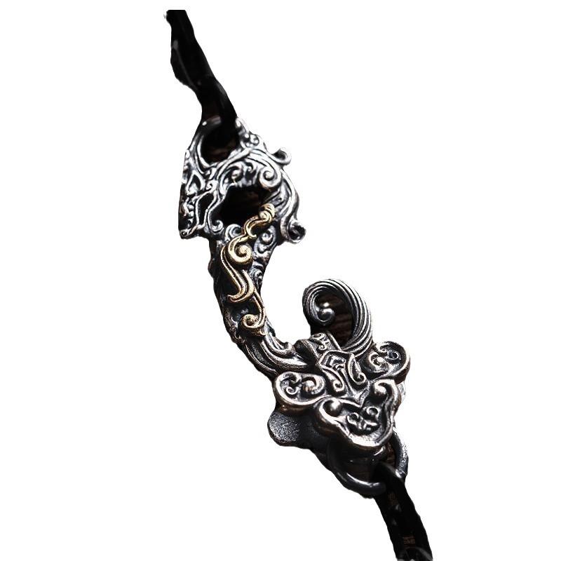 Manufacturer Silver Men's Necklace Men's Retro Pendant Accessories Clavicle Chain Chinese Style Beast Pattern Taijiao Chain