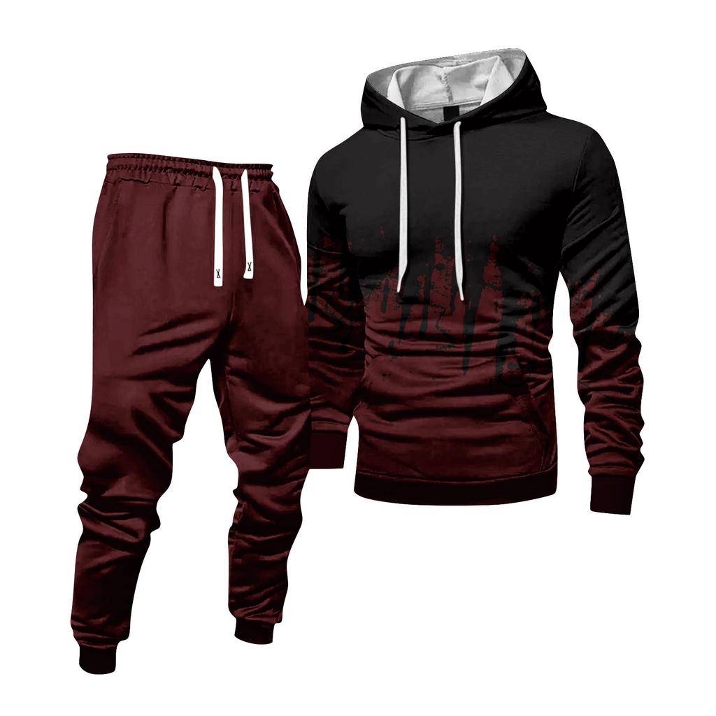 Herren Colorblock Kapuzensweatshirt und Sweatpants Lässiger Sportanzug