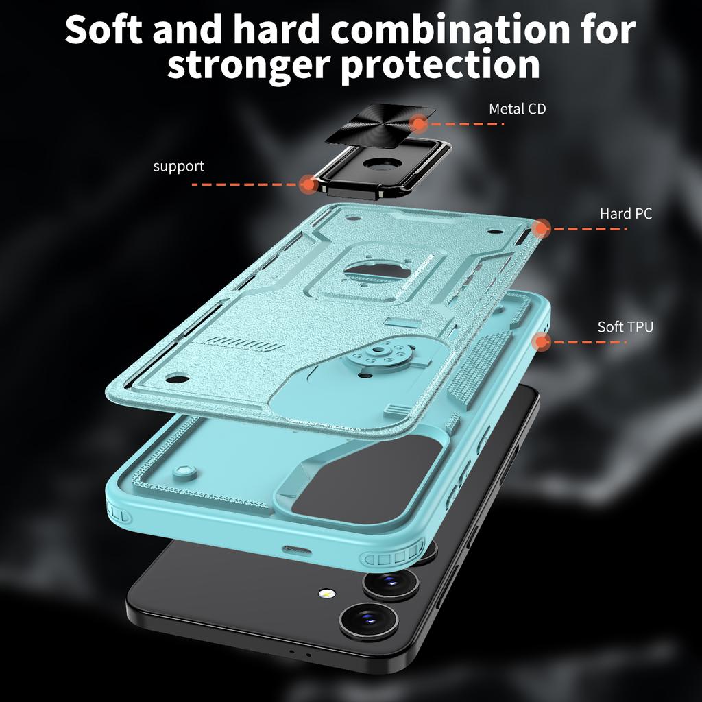 For Samsung Galaxy S24 FE Case Ring Kickstand Anti-Drop PC+TPU Phone Cover