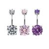 WMPR007 Runder Zirkon Bauchnabelpiercing 925 Sterling Silber Bauchnabelring für Damen Körperschmuck Luxuriöser Hochzeits-Bauchnabelring