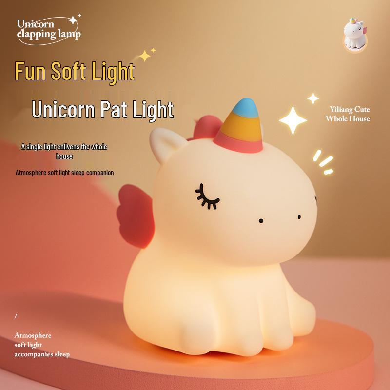 Unicorn Silicone Night Light - Kids  Decorative Bedside Lamp Unicorn Chinese Package