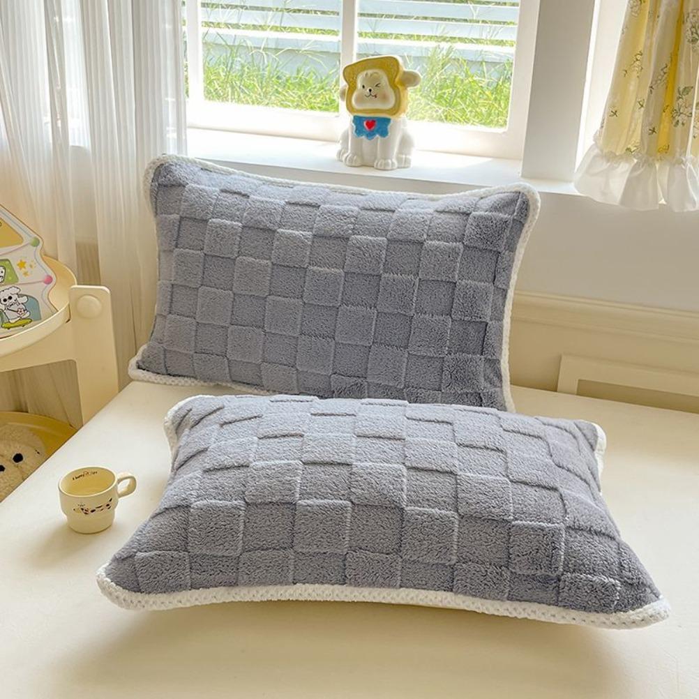 Tafu Velvet Pillow Cover with Ties Anti Slip Pillow Towel Without Shedding Hair Pillow Case Thickened Milk Velvet Pillows Towel