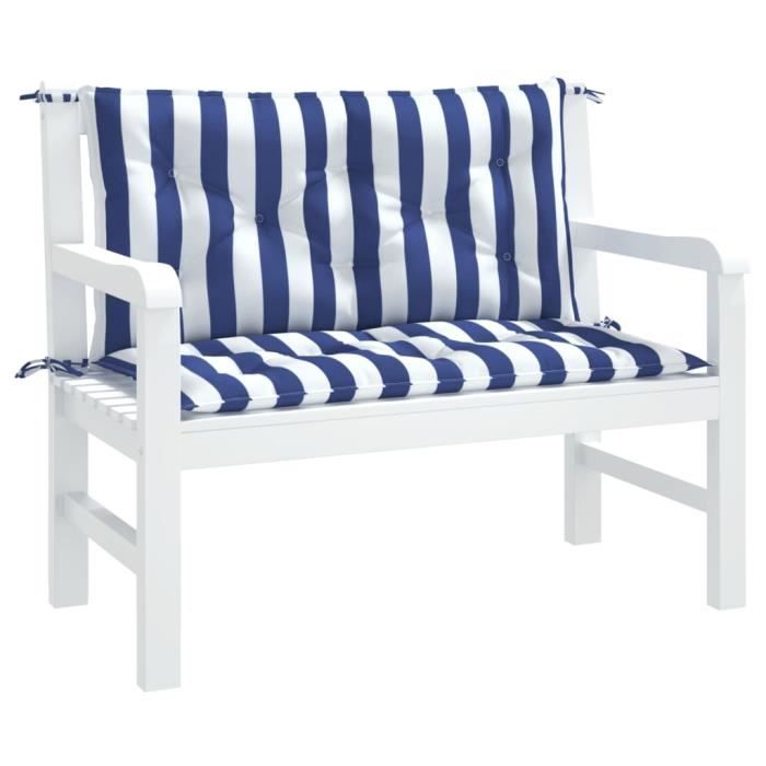 VidaXL Garden Bench Cushions Set of 2 Blue and White Stripes 361671