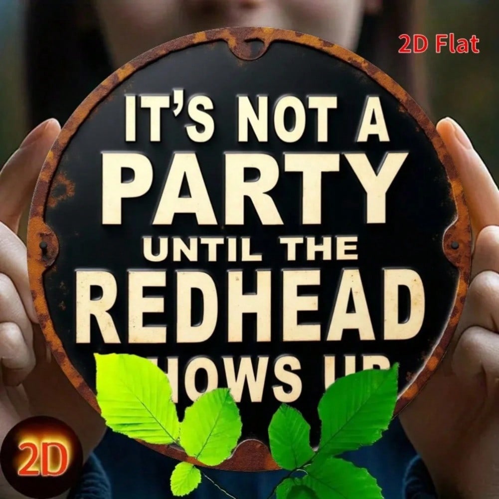 

Vintage Round Iron Wall Sign Redhead Party Decor Home Garden Office Club 20x20 різнокольоровий