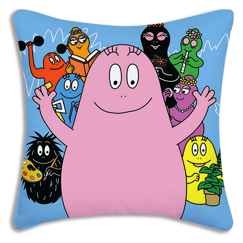 Anime B-Barbapapas Pillow Covers Cartoon Sofa Decorative Home Double-sided Printing Short Plush Cute Cushion Cover