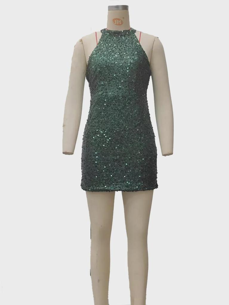 Europäisches & Amerikanisches 2025 Mode Neckholder Kristall Quaste Pailletten Abendkleid