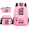 Sprunki Student Starry Sky School Bag Three-piece Rhythm Box Teen Backpack Men's and Women's Casual L