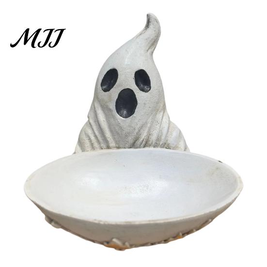 Halloween Atmosphere Table Accents Ghost Jewelry Dish, Durable Resin Storage Bowl, Decorative Container for Keys Retro Figurine Tray, Rings