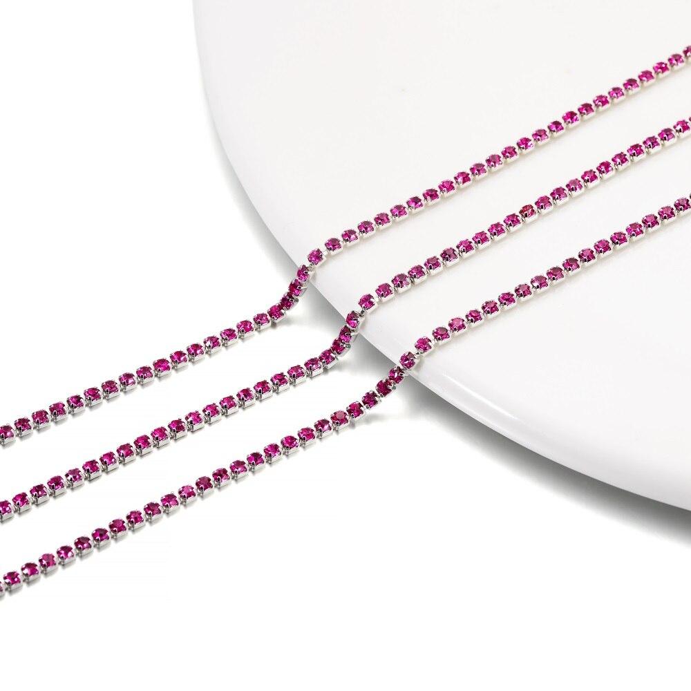 

1-метровий ланцюжок зі стразами, срібна основа, скляні стрази, барвисті оздоблювальні ланцюжки для чашок для намиста своїми руками, аксесуари для виготовлення прикрас