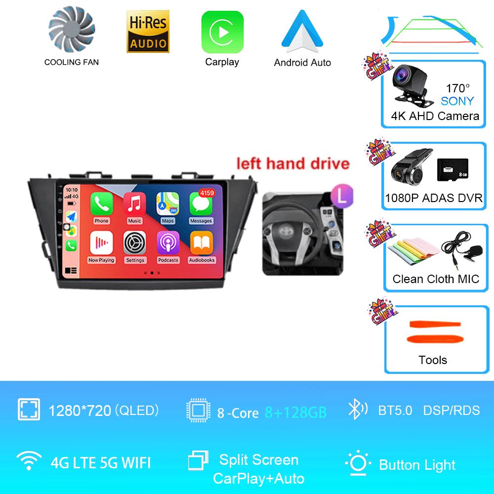 Radio auto 9" Android 14 pentru Toyota Prius V Plus Alpha 2012 2013 2014 2015 Player stereo Navigație GPS Carplay Auto LHD RHD DVD