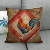 Nordisches Vintage Hahnenmuster Digitaldruck Kurzflor Kissenbezüge für Auto Sofa Büro Kissenbezug Heimartikel