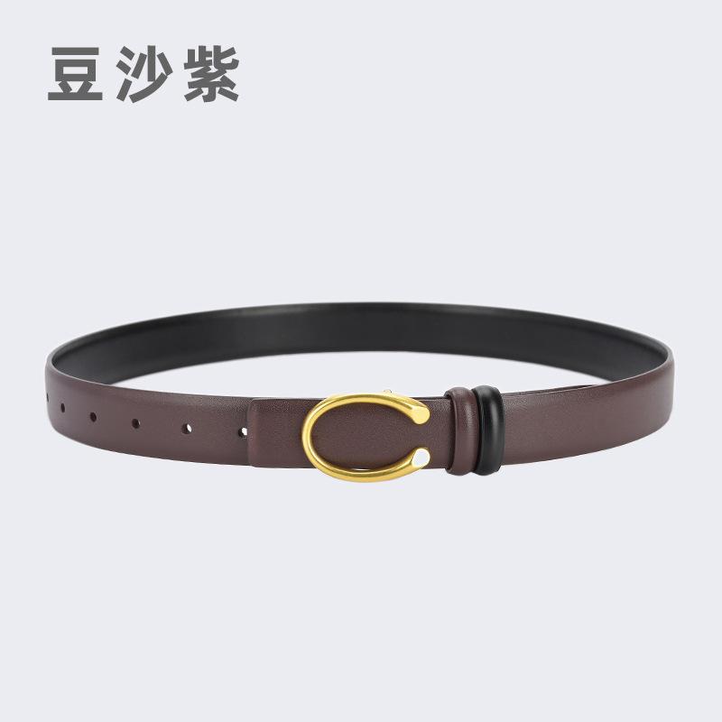 Four Seasons Available New Simplified Version Double Sided Buckle Belt Alloy Women'S Belt Fashion Versatile Leather Decorative Thin Belt