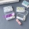 Candy Color Contact Lens Case Portable Transparent Travel Lens Container with Tweezers