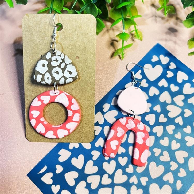 Heart Silk Screen Stencil Clay Silkscreen Print for DIY Printing Earring Scraper