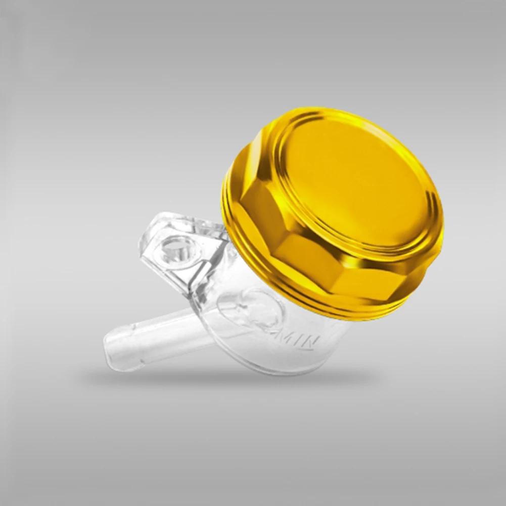 Motorcycle Brake Oil Cup Transparent Upper Pump Oil Tank Brake Master Cylinder Brake Fluid Reservoir with Aluminium Alloy Cap золотой