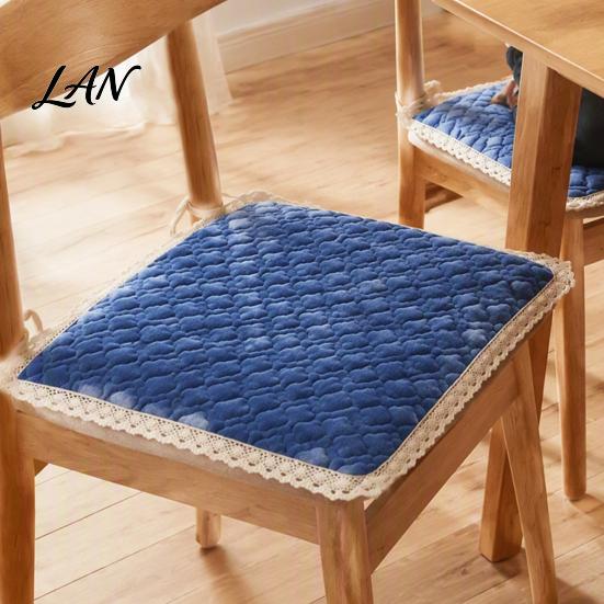 Soft Plush Seat Cushion Chair Pad with Ties, Non Slip Lace Trim, Thickened for Kitchen Stools 16 X Inch Washable Dining Office Pads Leisure Chairs