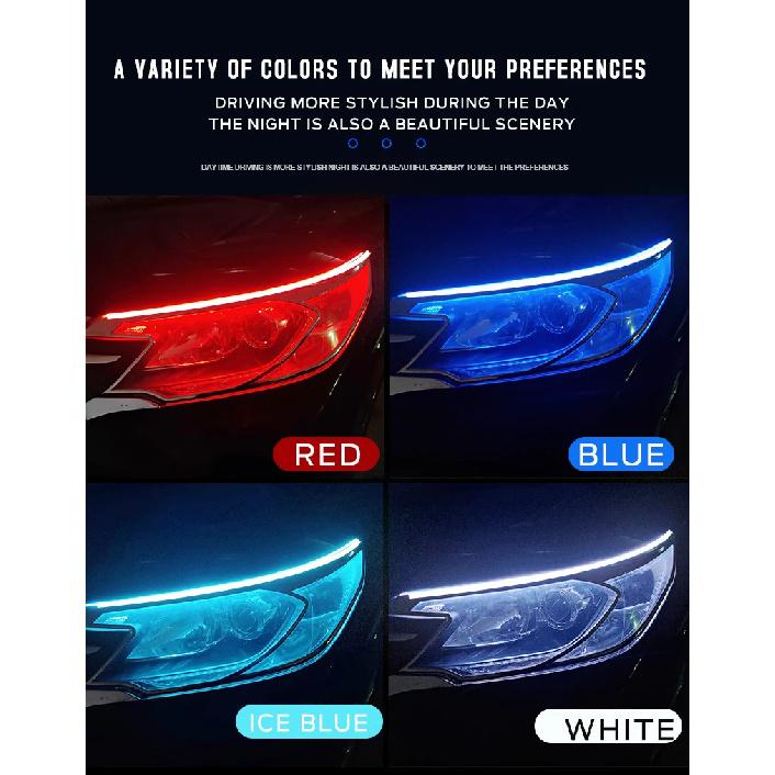 30cm/12inch 2pcs LED DRL Car Daytime Running Light Flexible Waterproof Strip Auto Headlights Brake Flow Lights 12V