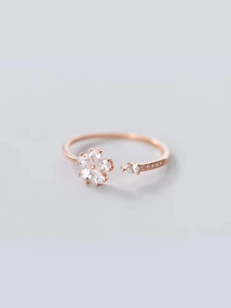 Korean Lucky Grass Flower Fashion Personalized Five Leaf Ring