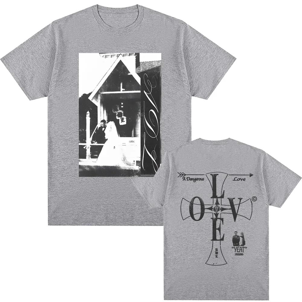 

A DANGEROUS LOVE CROSS TEE 2026 Summer Singer Yeat Fans High Quality Comfortable Tees 100cotton Graphic Printing Round Neck 4XL