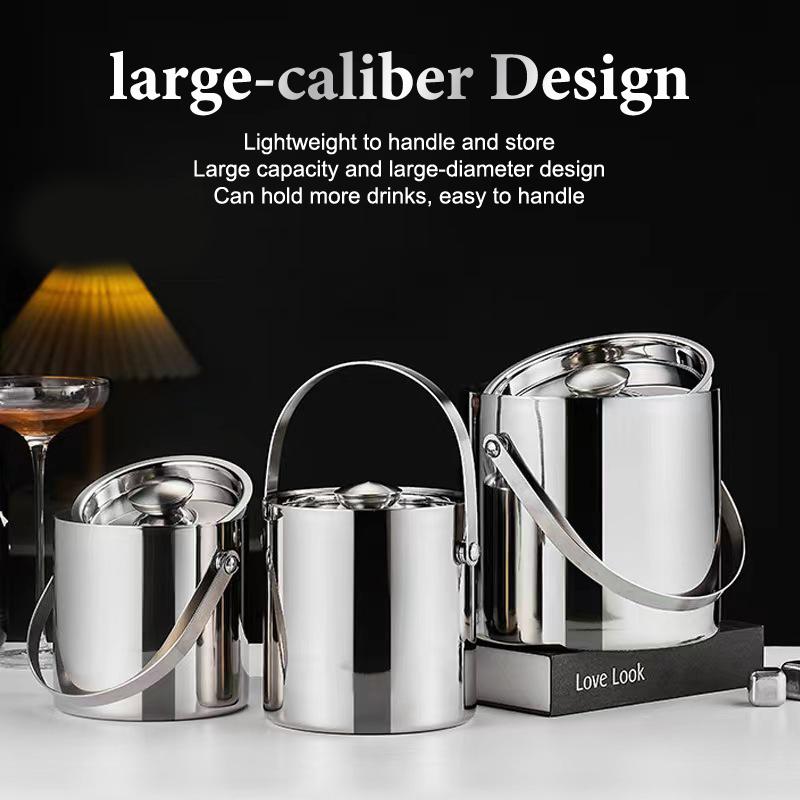 1.6/2/3/4L Stainless Steel Ice Bucket Insulated Ice Bucket With Lid Bar Party Whiskey Beverage Tools Beer Wine Bottle Container